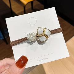3pcs Flower Head Rope Hair Ring Small Fragrance Leather Band