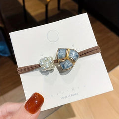 3pcs Flower Head Rope Hair Ring Small Fragrance Leather Band