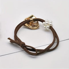3pcs Flower Head Rope Hair Ring Small Fragrance Leather Band