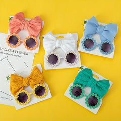 Flower Sunglasses and Hollow Bow Hair Band Set
