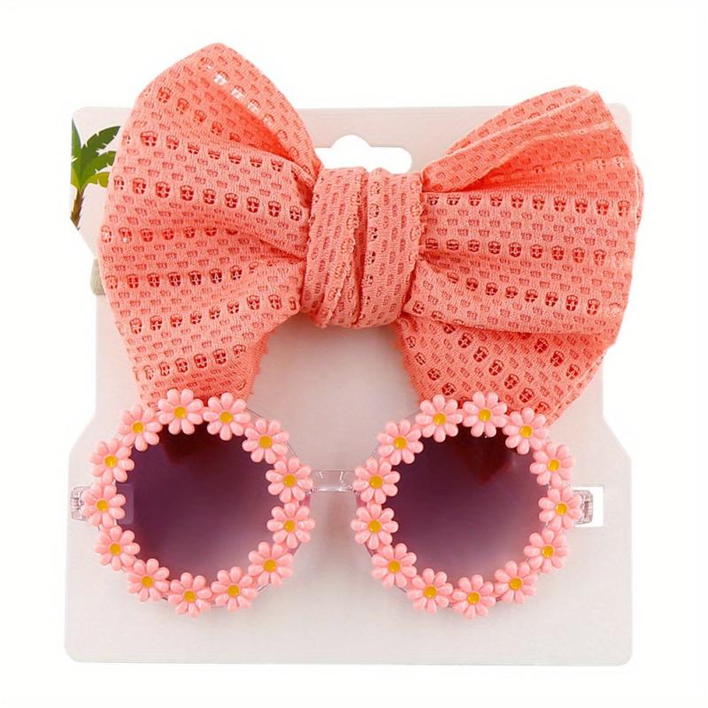 Flower Sunglasses and Hollow Bow Hair Band Set