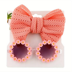 Flower Sunglasses and Hollow Bow Hair Band Set