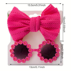 Flower Sunglasses and Hollow Bow Hair Band Set
