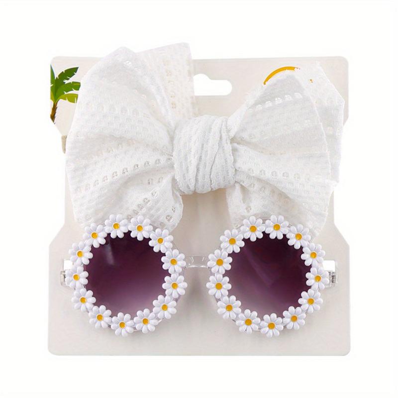Flower Sunglasses and Hollow Bow Hair Band Set