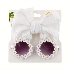 Flower Sunglasses and Hollow Bow Hair Band Set