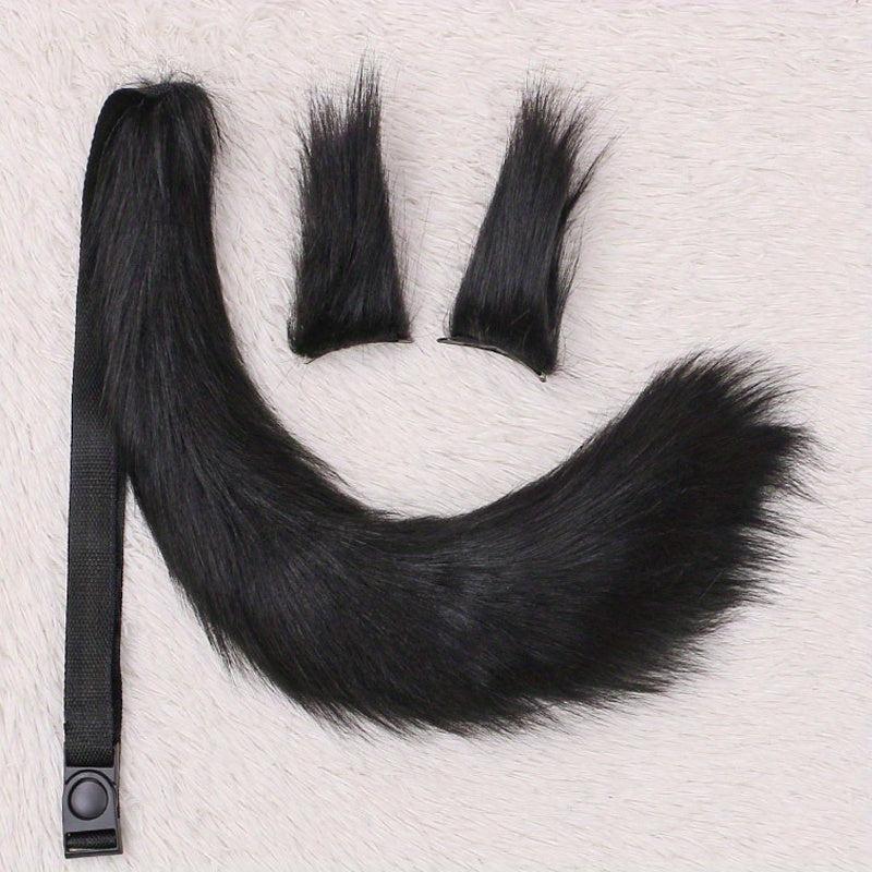 Fox Cosplay Accessories Ears Hair Clip and Tail Set