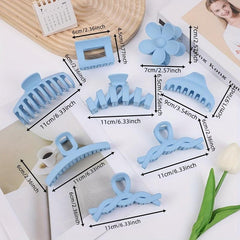 8pcs Flowers And Square Claw Clips Hair Accessories