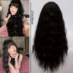 Pink Long Fluffy Curly Wavy Hair Wigs Heat Resistent Synthetic Cosplay Party