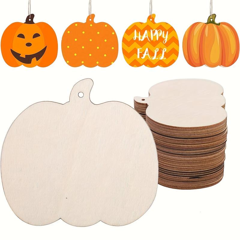 10pcs Pumpkin Wooden Halloween Cutouts for DIY Autumn Crafts