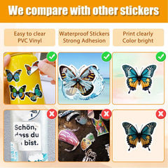 50 Flower Butterfly Stickers DIY Decoration for Teens & Adults