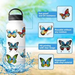 50 Flower Butterfly Stickers DIY Decoration for Teens & Adults