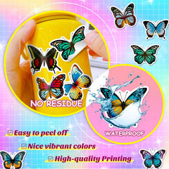 50 Flower Butterfly Stickers DIY Decoration for Teens & Adults