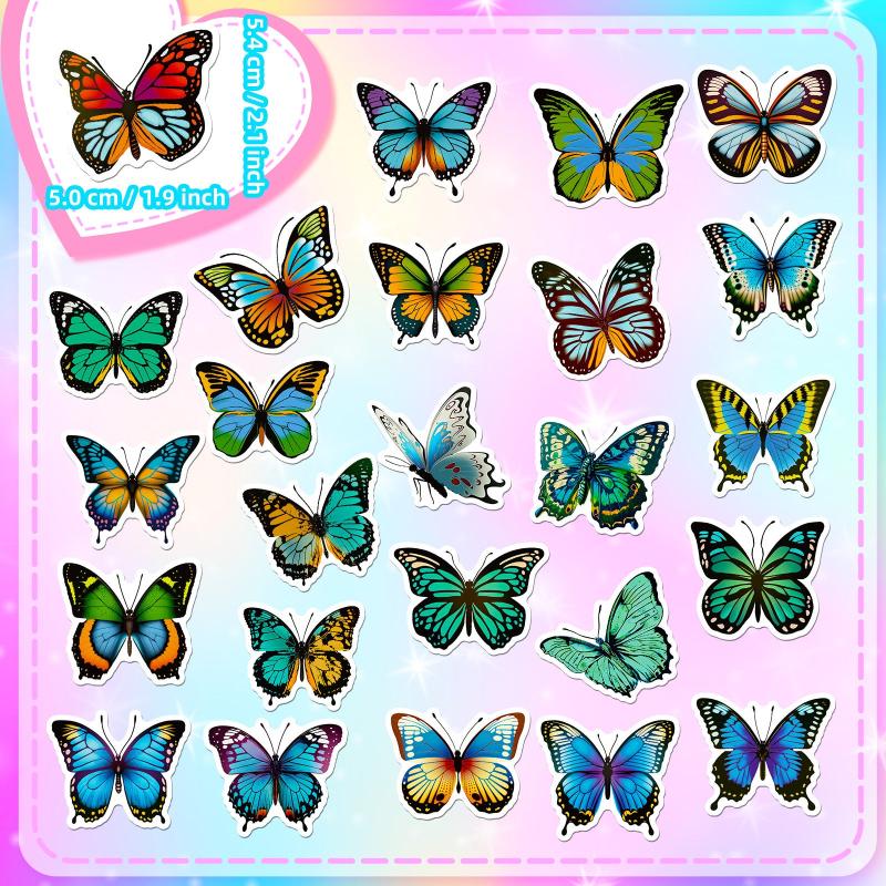 50 Flower Butterfly Stickers DIY Decoration for Teens & Adults