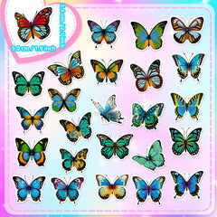 50 Flower Butterfly Stickers DIY Decoration for Teens & Adults