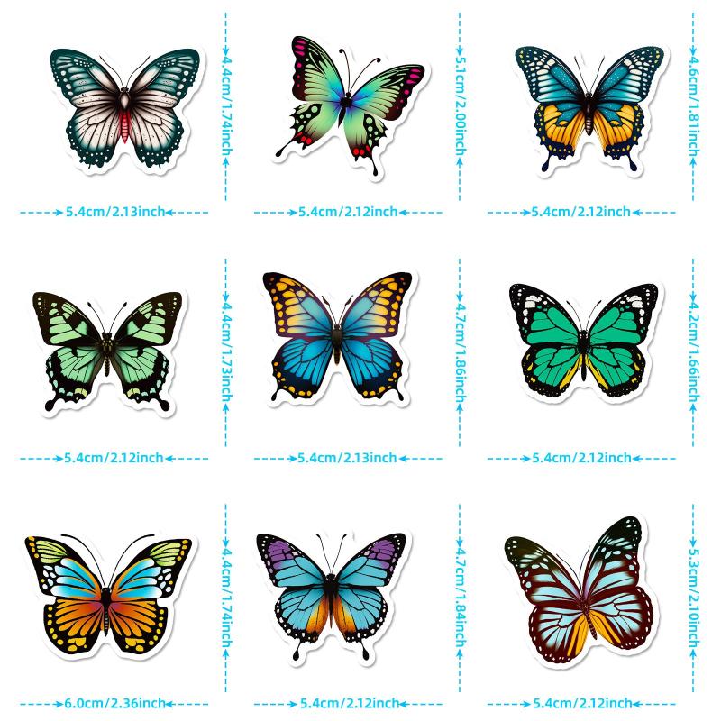 50 Flower Butterfly Stickers DIY Decoration for Teens & Adults
