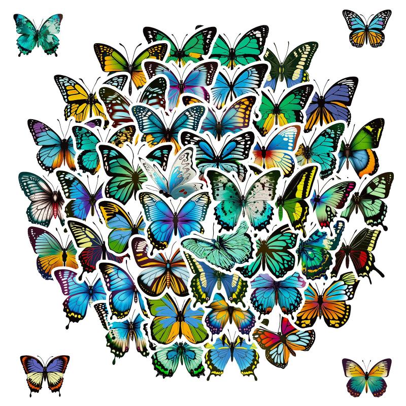 50 Flower Butterfly Stickers DIY Decoration for Teens & Adults