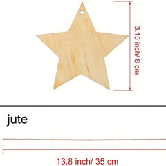 10pcs Wooden Christmas Tree Ornaments DIY Wood Star Cutting Pap