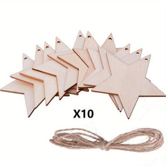 10pcs Wooden Christmas Tree Ornaments DIY Wood Star Cutting Pap