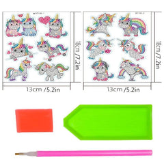 12pcs Cartoon Unicorn DIY Diamond Painting Stickers Set