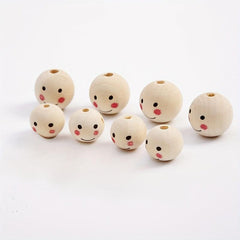 20pcs Smiling Wooden Beads for Bracelet Making DIY Crafts Jewelry
