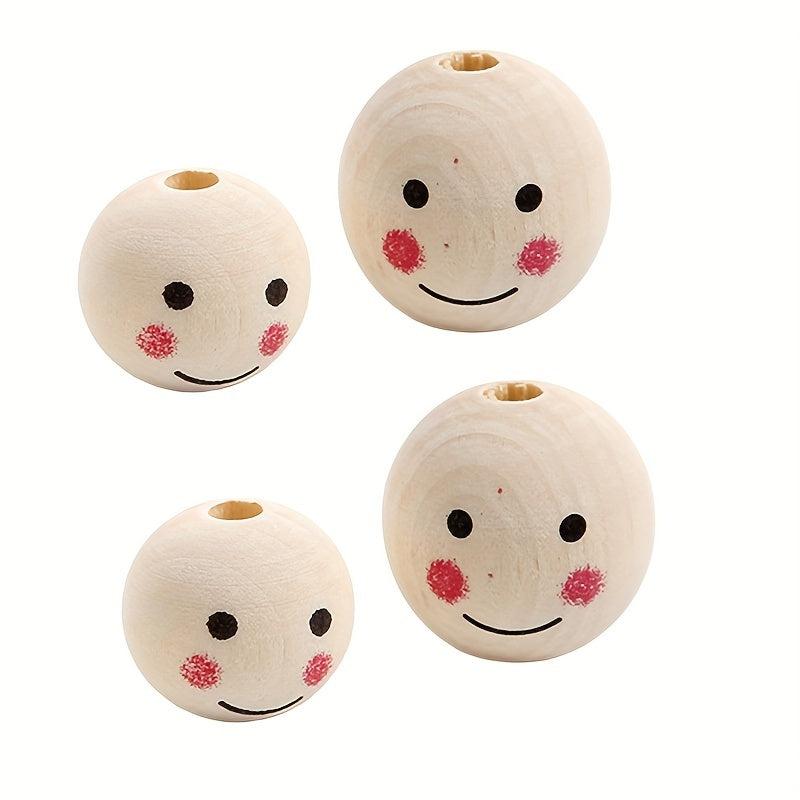 20pcs Smiling Wooden Beads for Bracelet Making DIY Crafts Jewelry