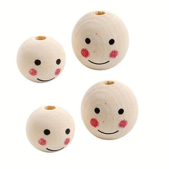 20pcs Smiling Wooden Beads for Bracelet Making DIY Crafts Jewelry