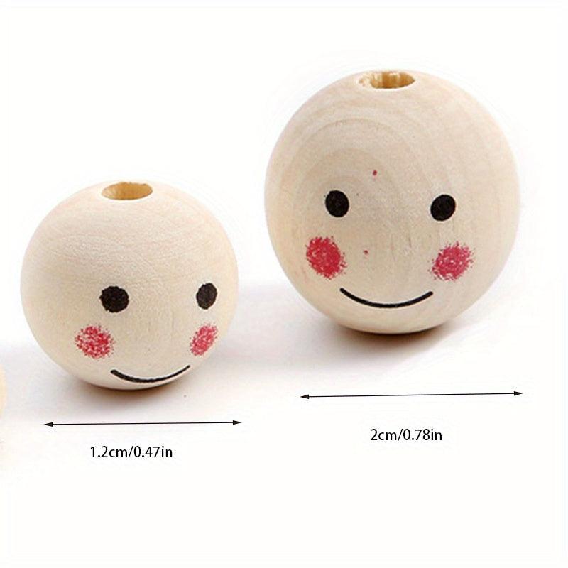 20pcs Smiling Wooden Beads for Bracelet Making DIY Crafts Jewelry