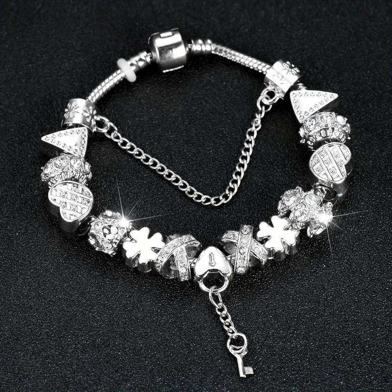 Snowflower Bead Bracelet with Key Pendant - Ideal Gift