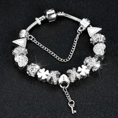Snowflower Bead Bracelet with Key Pendant - Ideal Gift