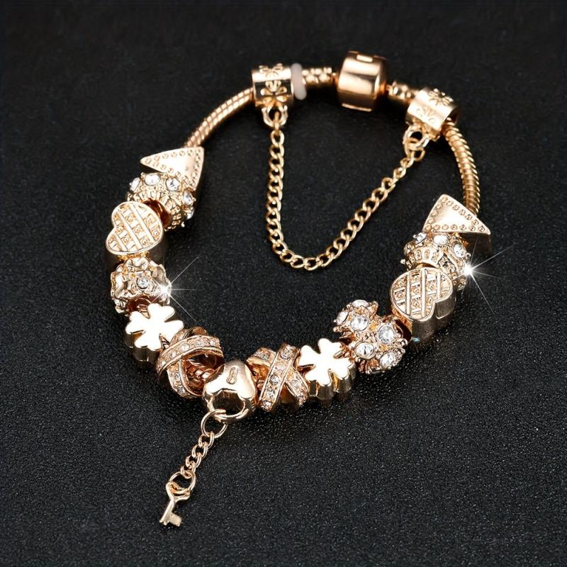 Snowflower Bead Bracelet with Key Pendant - Ideal Gift