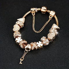 Snowflower Bead Bracelet with Key Pendant - Ideal Gift