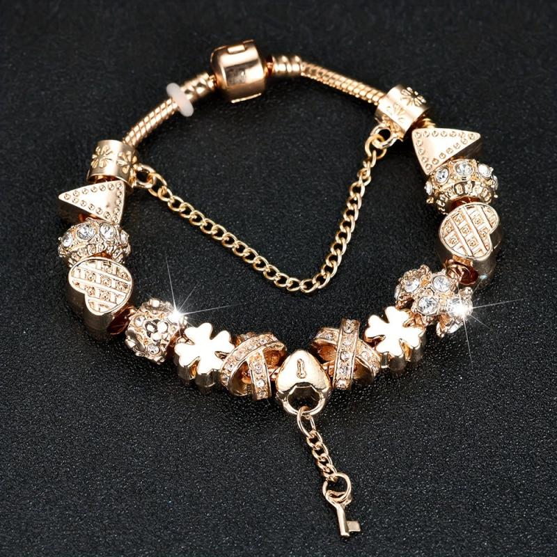 Snowflower Bead Bracelet with Key Pendant - Ideal Gift
