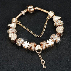 Snowflower Bead Bracelet with Key Pendant - Ideal Gift