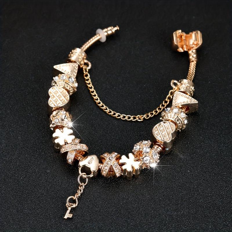 Snowflower Bead Bracelet with Key Pendant - Ideal Gift