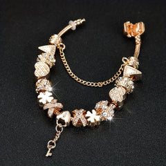 Snowflower Bead Bracelet with Key Pendant - Ideal Gift