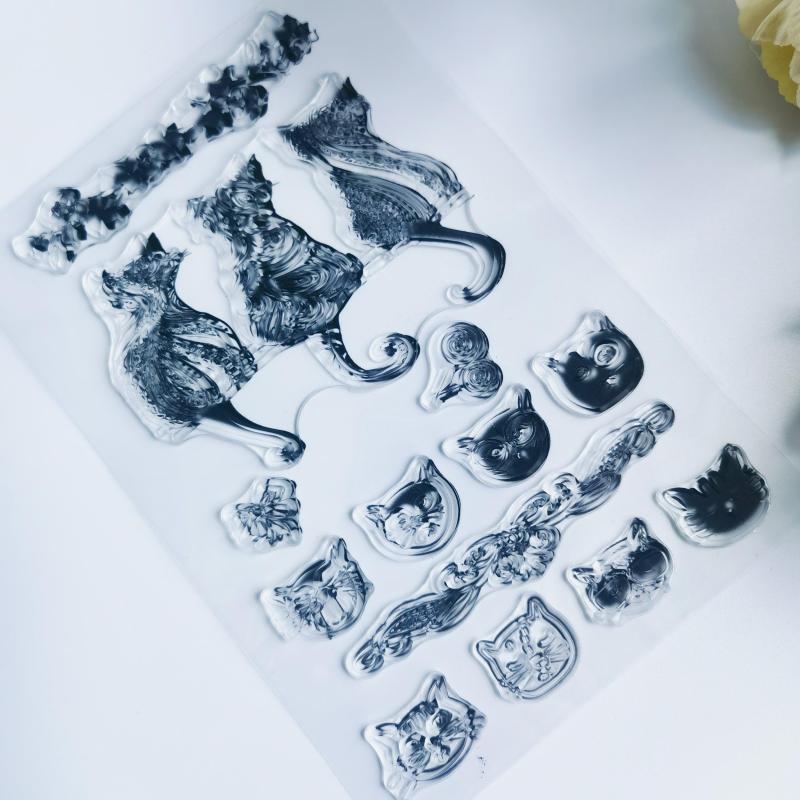 Cartoon Cat Transparent Silicone Stamp for DIY Decoration