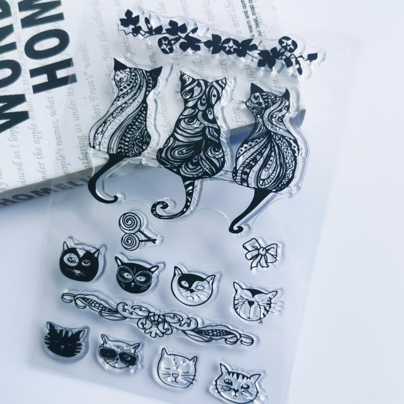 Cartoon Cat Transparent Silicone Stamp for DIY Decoration