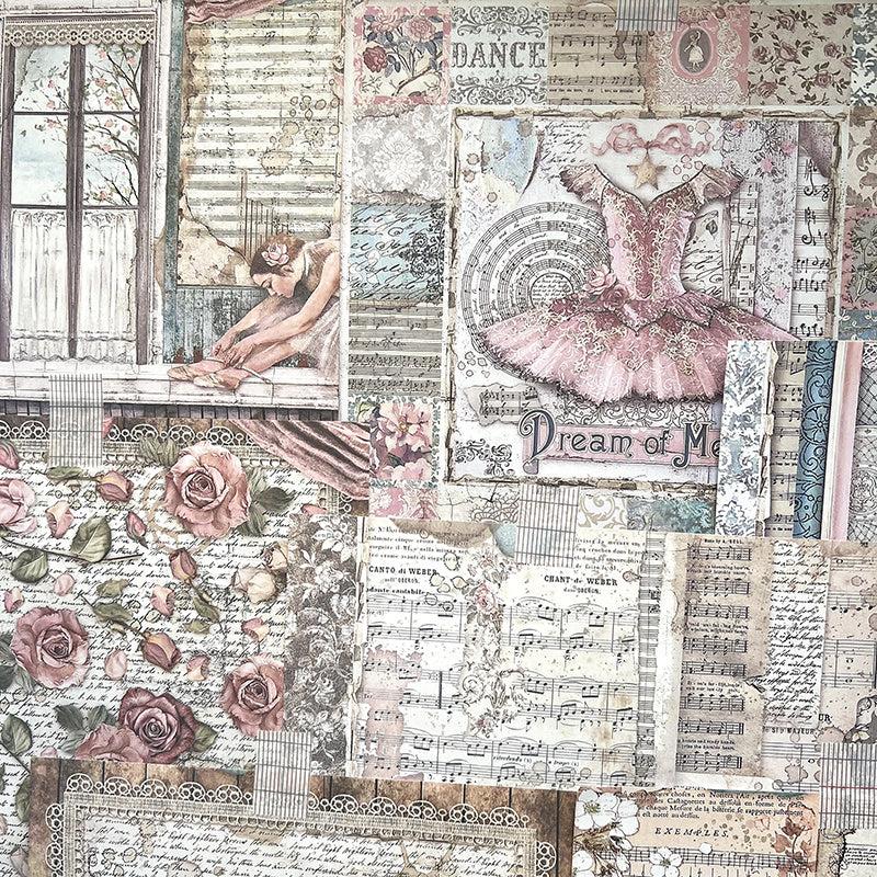 20sheets Retro Material Paper Retro Journal for Ballet Decoration