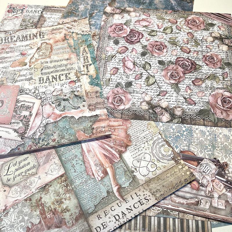 20sheets Retro Material Paper Retro Journal for Ballet Decoration
