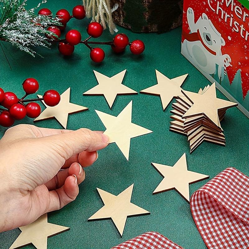 10 Wooden Star Embellishments Unfinished Star Tags DIY Craft