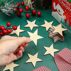 10 Wooden Star Embellishments Unfinished Star Tags DIY Craft