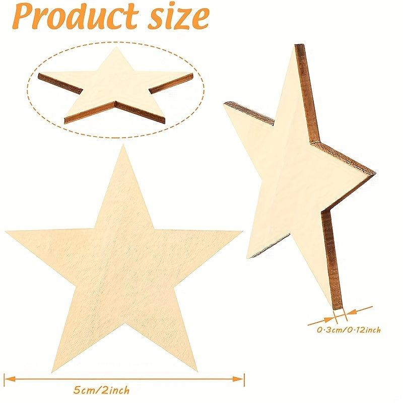 10 Wooden Star Embellishments Unfinished Star Tags DIY Craft