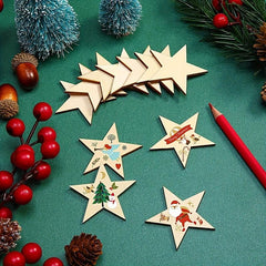 10 Wooden Star Embellishments Unfinished Star Tags DIY Craft