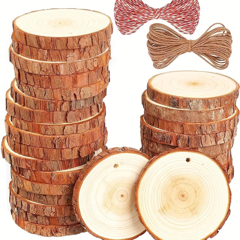 Natural Wood Slices 30 Pcs 7 7 Unfinished Wood Kit Predrilled With Hole