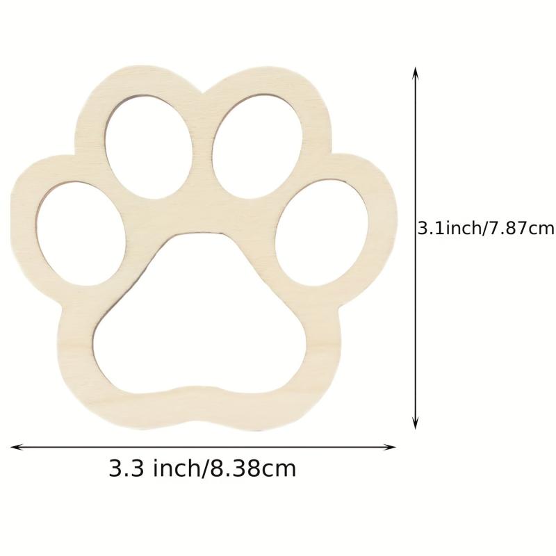 10pcs Unpolished Wooden Dog Bone & Paw Cut Crafts DIY Projects Party Decoration