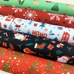 5pcs Christmas Pattern Quilted Fabric DIY Sewing Patch Supplies