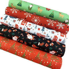 5pcs Christmas Pattern Quilted Fabric DIY Sewing Patch Supplies