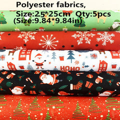 5pcs Christmas Pattern Quilted Fabric DIY Sewing Patch Supplies