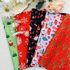 5pcs Christmas Pattern Quilted Fabric DIY Sewing Patch Supplies