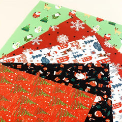 5pcs Christmas Pattern Quilted Fabric DIY Sewing Patch Supplies
